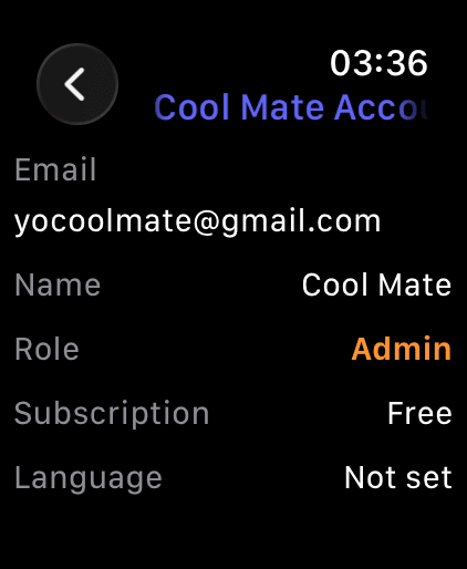 Account on Apple Watch